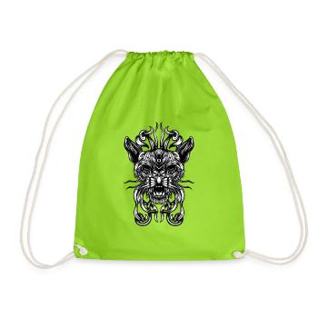 Feline - Drawstring Bag - neon green - Front