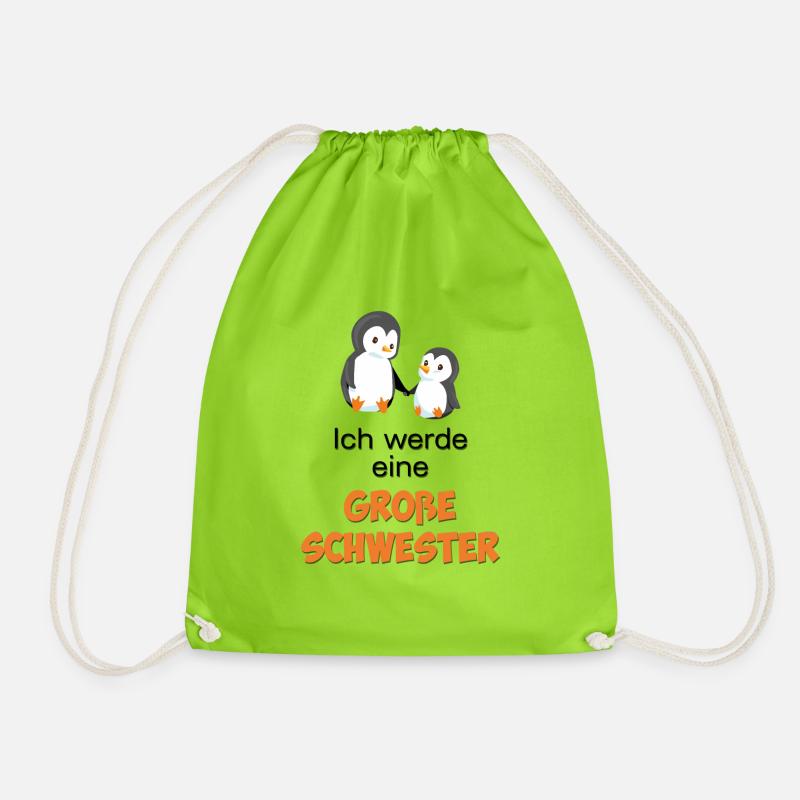 Ich werde eine große Schwester - Turnbeutel - Neongrün