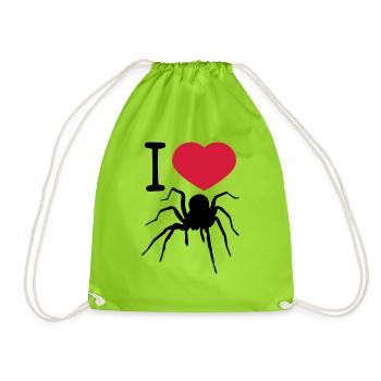 coeur amour j'aime araignée oiseau araignée design clipart - Sac de sport léger - vert néon - Devant