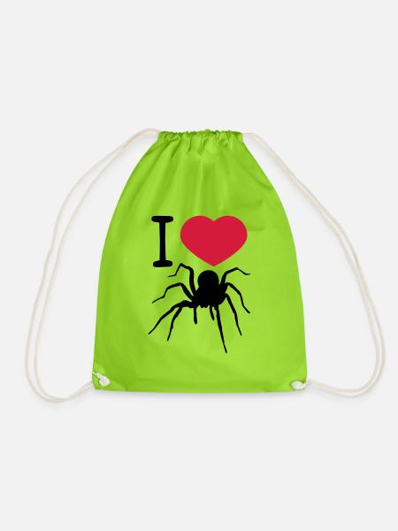 herz liebe i love spinne vogelspinne design clipar - Turnbeutel - Neongrün