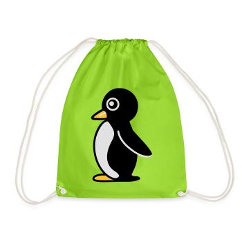 Minimalistischer Pinguin - Turnbeutel - Neongrün - Vorne