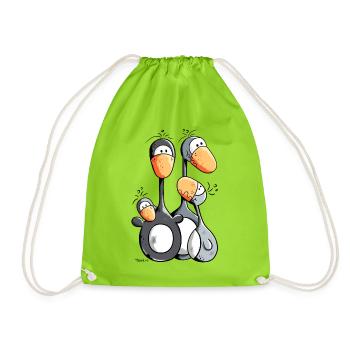 Famille Pingouin mignon - Sac de sport léger - vert néon - Devant