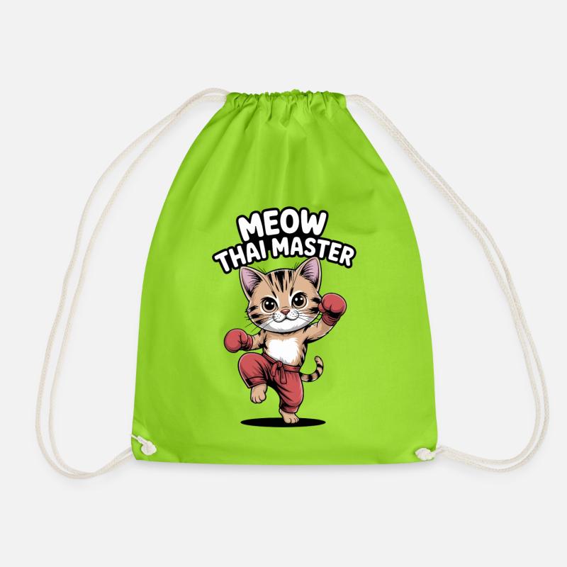 Kätzchen Karate Meister Design - Turnbeutel - Neongrün