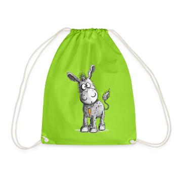 Carrot Pendant Donkey Cartoon - Drawstring Bag - neon green - Front