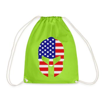 Spartanischer Helm USA - Turnbeutel - Neongrün - Vorne