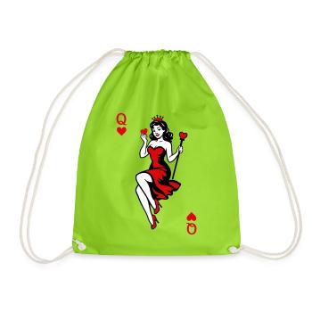 Heart Queen in Red - Drawstring Bag - neon green - Front