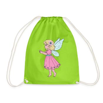 Cute Fairy in Pink Dress - Drawstring Bag - neon green - Front