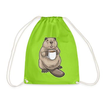 Beaver Coffee Mug - Drawstring Bag - neon green - Front