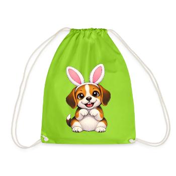 Petit petit animé de Pâques avec des oreilles de lapin - Sac de sport léger - vert néon - Devant