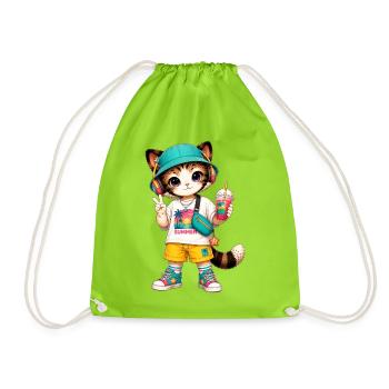 Kitten Summer Vibe Tropic - Turnbeutel - Neongrün - Vorne