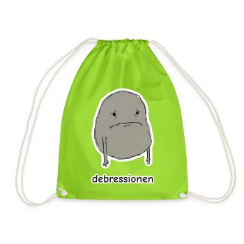debressionen – Blob Meme - Turnbeutel - Neongrün - Vorne