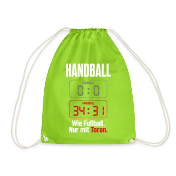 Anzeigetafel 0:0 vs 34:31 – Handballer Shirt - Turnbeutel - Neongrün - Vorne