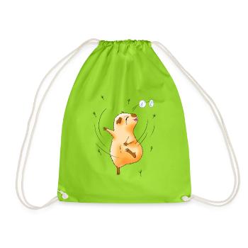 Charlotte in Dandelions - Drawstring Bag - neon green - Front
