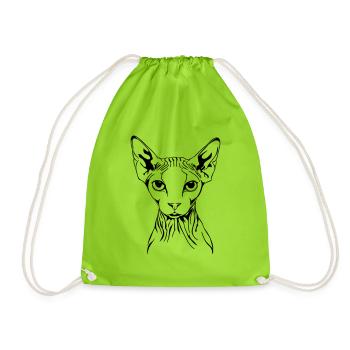 SPHYNX cat portrait cat cat Wilsigns - Drawstring Bag - neon green - Front
