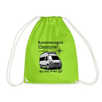 Camper-Kastenwagen Wohnmobil Spruch + Motiv - Turnbeutel - Neongrün - Vorne