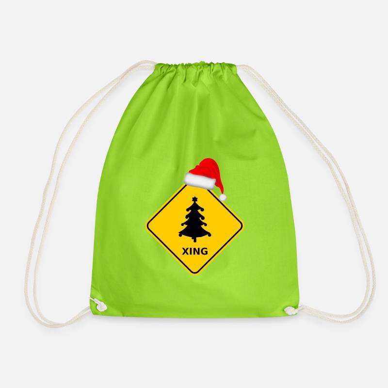 Wildwechsel "Weihnachtsbaum" mit Nikolausmütze - Turnbeutel - Neongrün