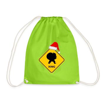 Wildwechsel "Weihnachtsmann mit Sack" / Mütze - Turnbeutel - Neongrün - Vorne