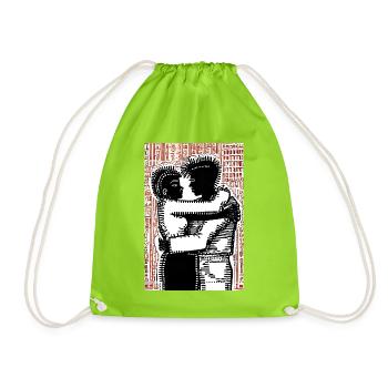 Die Umarmung - Liebe und Verbundenheit - Turnbeutel - Neongrün - Vorne