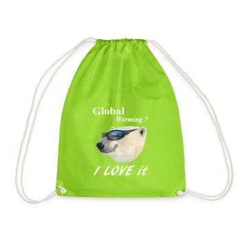 Global Warming Ice Bear Polar global warming - Drawstring Bag - neon green - Front