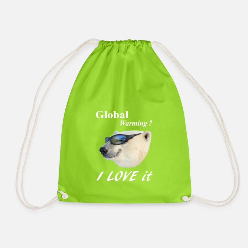 Global Warming Ice Bear Polar global warming - Drawstring Bag - neon green