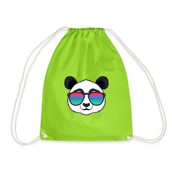 Panda Rainbow Sunglasses - Drawstring Bag - neon green - Front