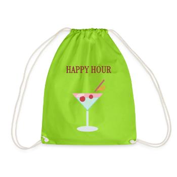 HAPPY HOUR. PAPA. VATERTAG. FROHER VATERTAG. - Turnbeutel - Neongrün - Vorne