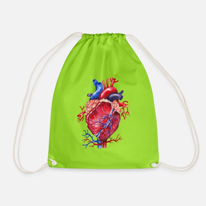 Herz Anatomie - Turnbeutel - Neongrün
