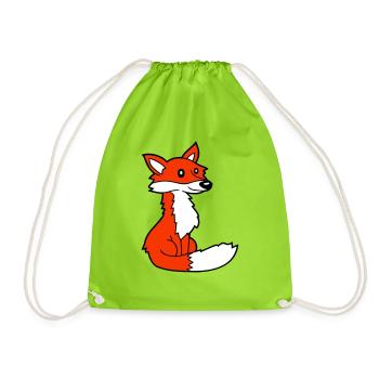 Fox Red Fox Wild Animal Clever Forest Inhabitants - Drawstring Bag - neon green - Front