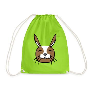 Hase Lustig Gesicht Lächeln glücklich freundlich - Turnbeutel - Neongrün - Vorne