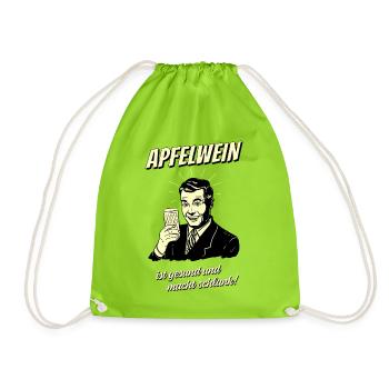 Apfelwein ist gesund und macht schlank! Halo Weiß - Turnbeutel - Neongrün - Vorne