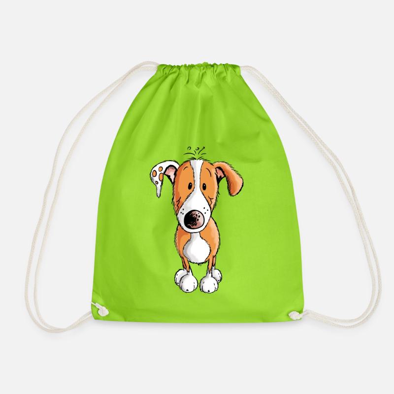Kleiner Podenco - Hund - Welpe - Comic - Fun - Turnbeutel - Neongrün