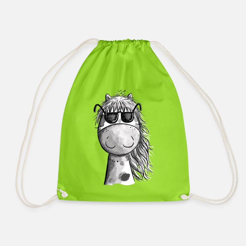 Cooles Pferd mit Sonnenbrille - Turnbeutel - Neongrün
