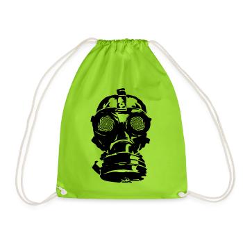 Gas mask - Drawstring Bag - neon green - Front