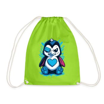 Punk pingouin Dessin animé Coeur Street Art Gothique - Sac de sport léger - vert néon - Devant