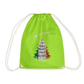 Christmas tree with Ireland flag - Drawstring Bag - neon green - Front
