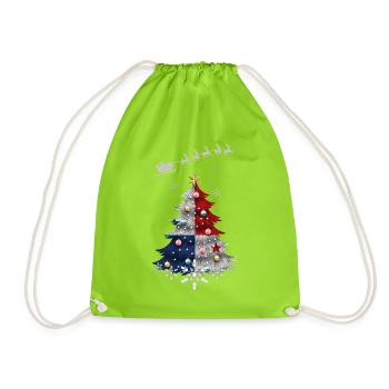 Christmas tree with Panama flag - Drawstring Bag - neon green - Front
