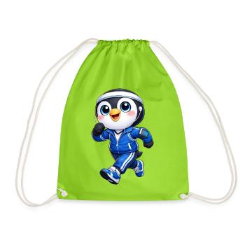 Marathon de jogging de pingouin sympa - Sac de sport léger - vert néon - Devant