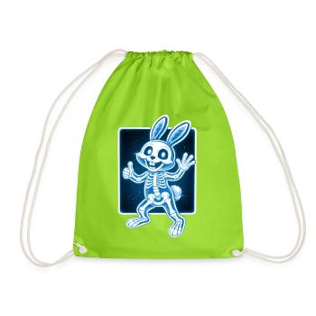 Squelette de lapin à rayons X Drôle de design d’Halloween - Sac de sport léger - vert néon - Devant
