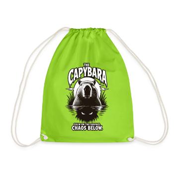 Capybara Chaos Horror Design - Drawstring Bag - neon green - Front