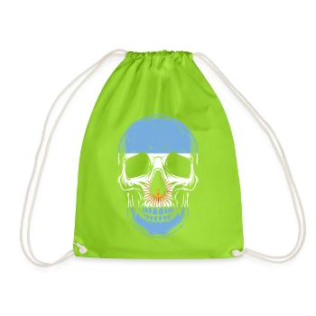 Squelette vintage du drapeau du crâne argentine - Sac de sport léger - vert néon - Devant