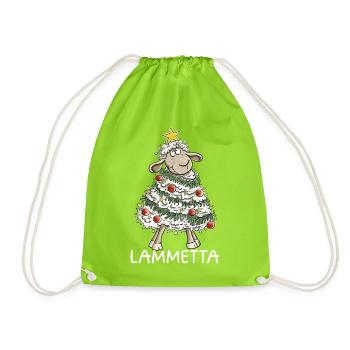 Lammetta Schaf I Weihnachten Lametta Wortspiel - Turnbeutel - Neongrün - Vorne