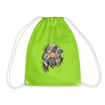 Noir Blossoms Accents d’orange - Sac de sport léger - vert néon - Devant