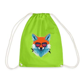 Sly and Stylish: Retro Aggressive Fox T-Shirt - Drawstring Bag - neon green - Front