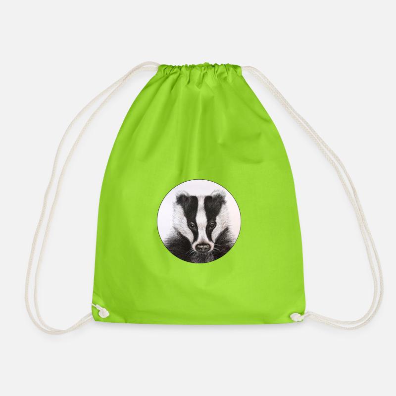 Dachs /Badger - Turnbeutel - Neongrün