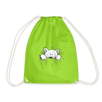 Chats blancs I Cat Amis Cadeau - Sac de sport léger - vert néon - Devant