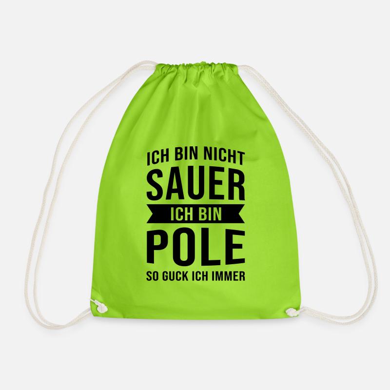 Ich Bin Nicht Sauer Ich Bin Pole Polen Polska - Turnbeutel - Neongrün