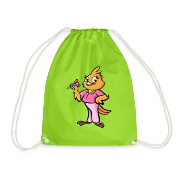 Dart Bird / Dart Playing Bird - Drawstring Bag - neon green - Front