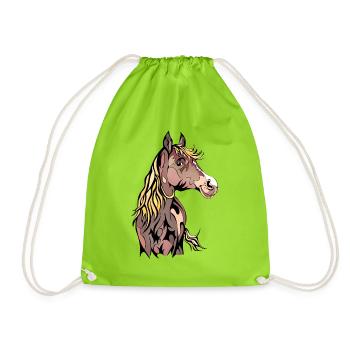 Pintabian Horse - Drawstring Bag - neon green - Front