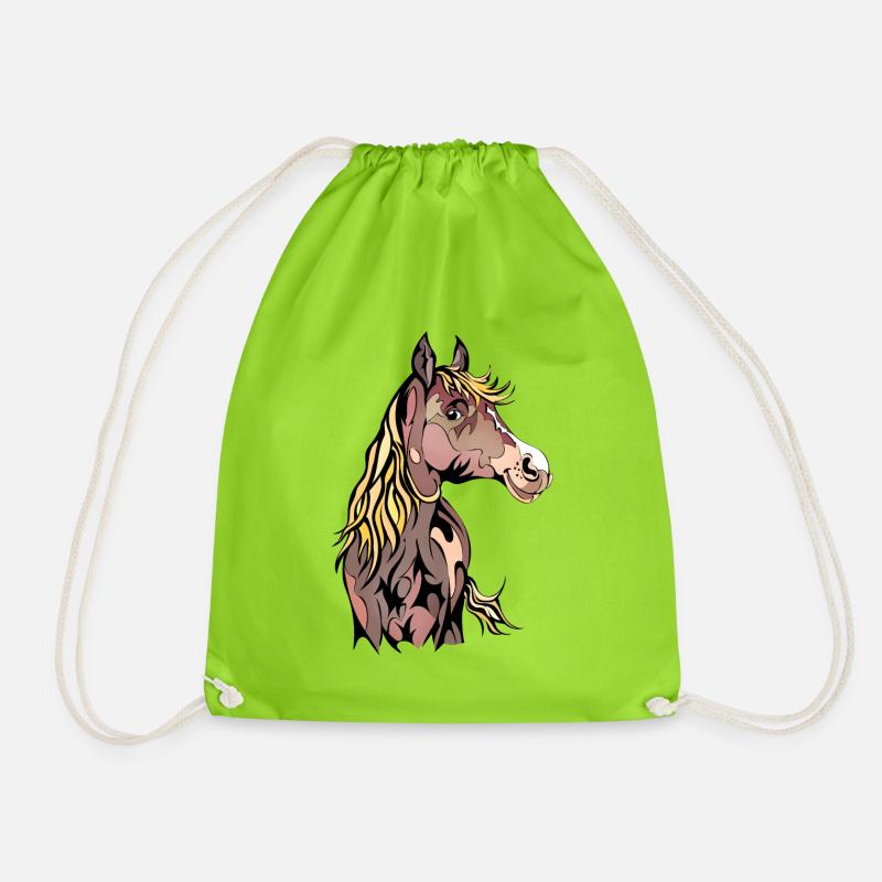 Pintabian Horse - Drawstring Bag - neon green
