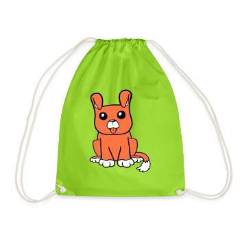 chien assis mignon petit chiot heureux animal de compagnie - Sac de sport léger - vert néon - Devant